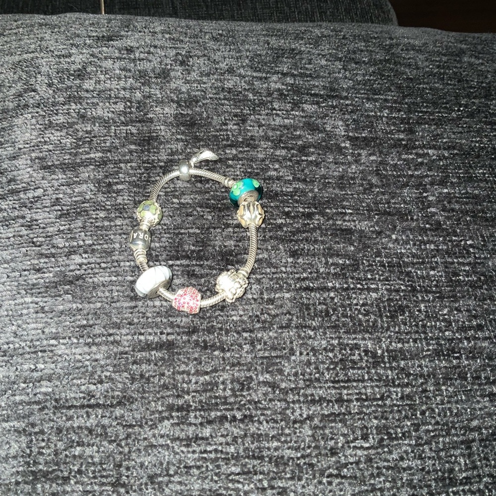Pandora Bracelet with Pink and Turquoise Beads